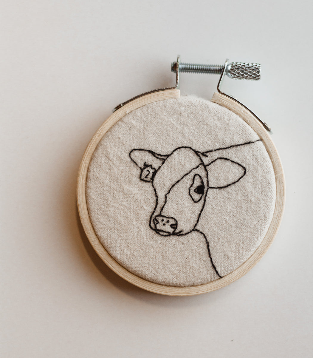 Mini Cow Embroidery Hoop