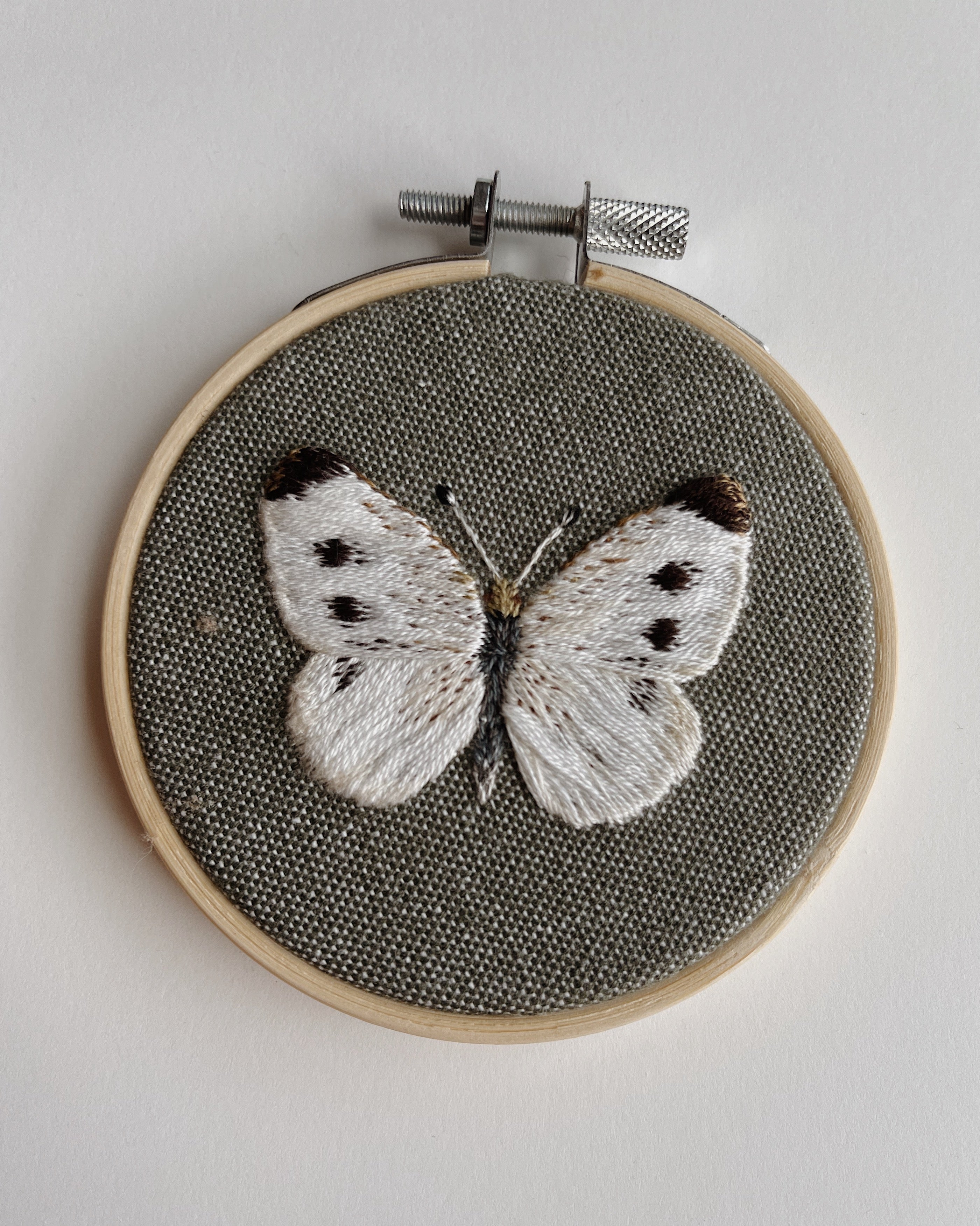 Mini White Cabbage Butterfly Hoop