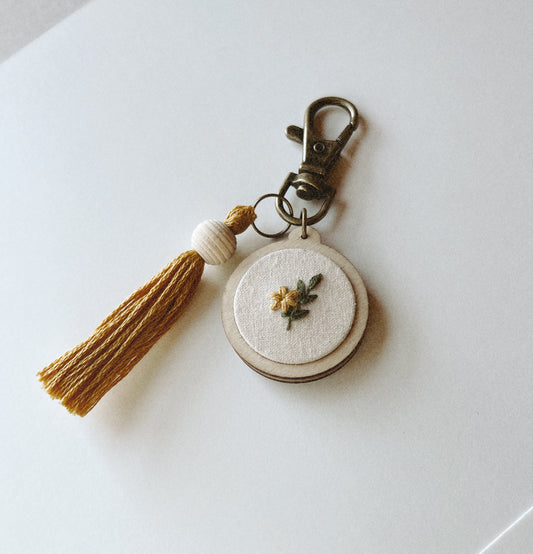 Mustard Floral Keychain