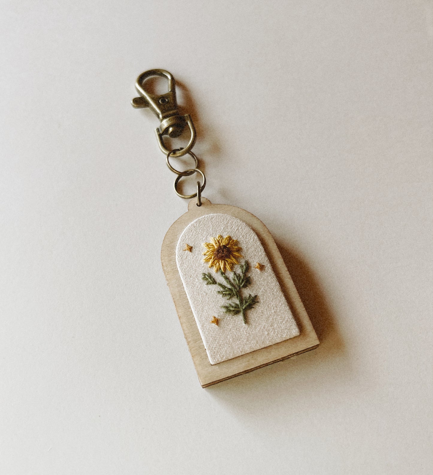 Small Oval Sunflower Keychain