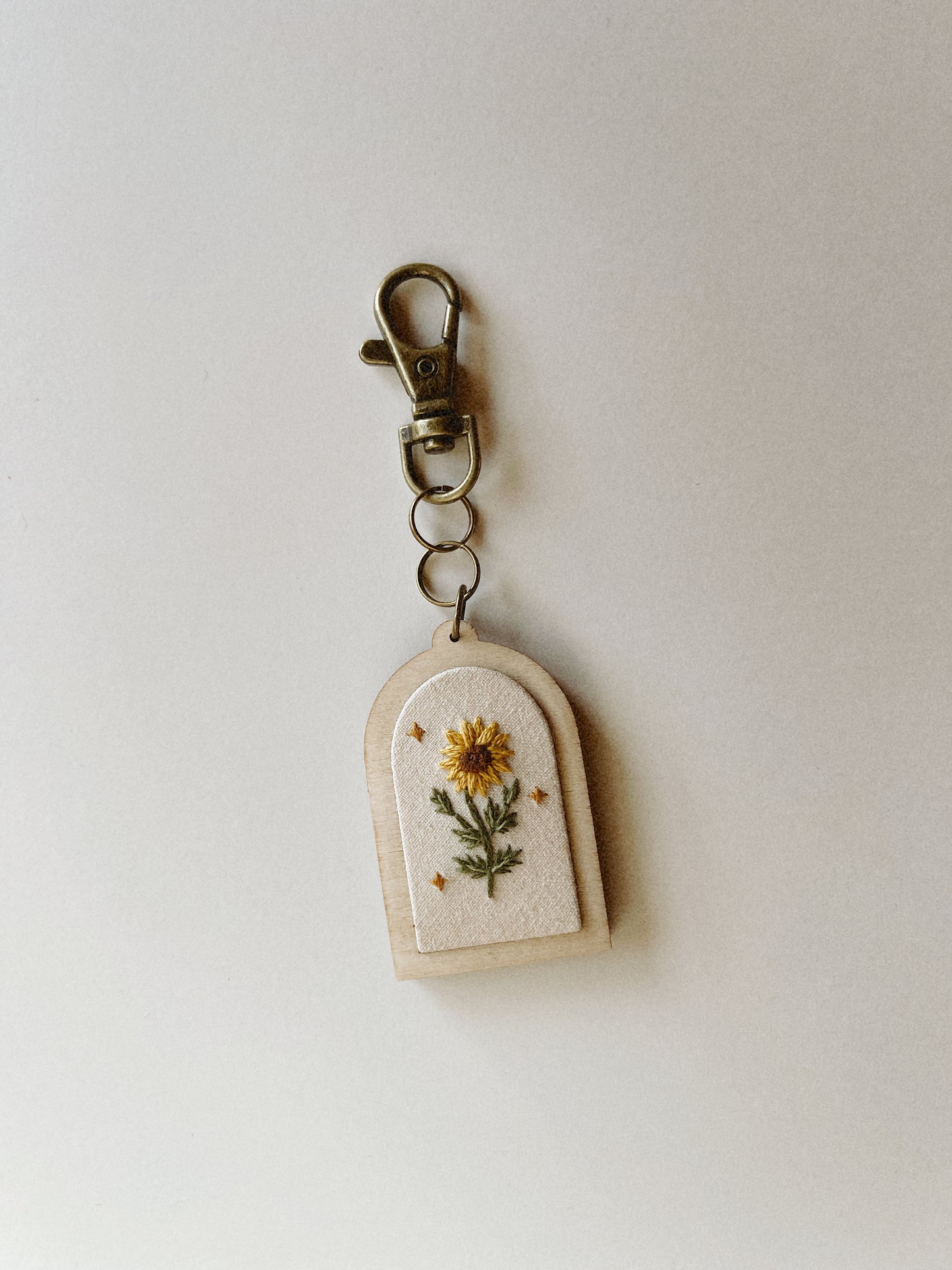 Small Oval Sunflower Keychain