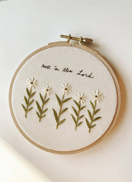 Rest In The Lord Embroidery Hoop