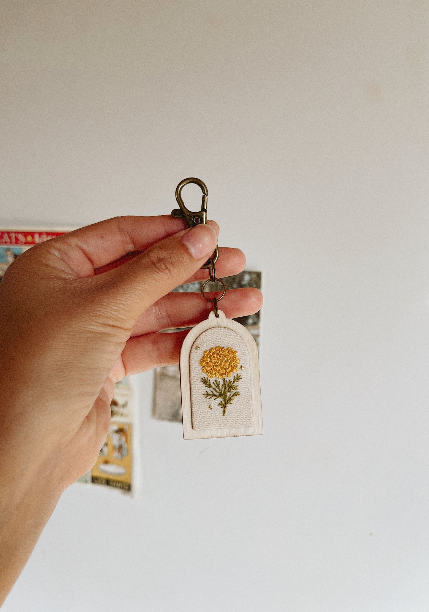 Marigold Embroidery Keychain