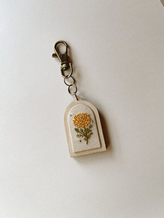 Marigold Embroidery Keychain