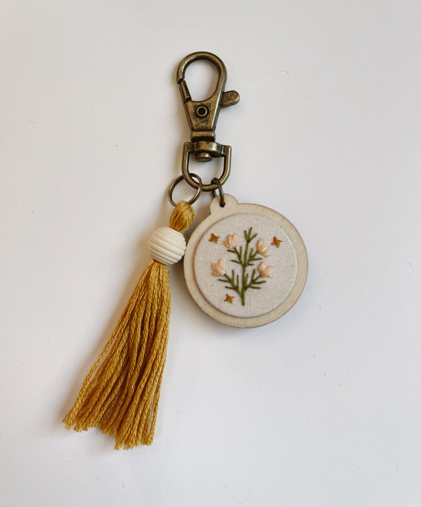 Wax Flower Embroidery Keychain