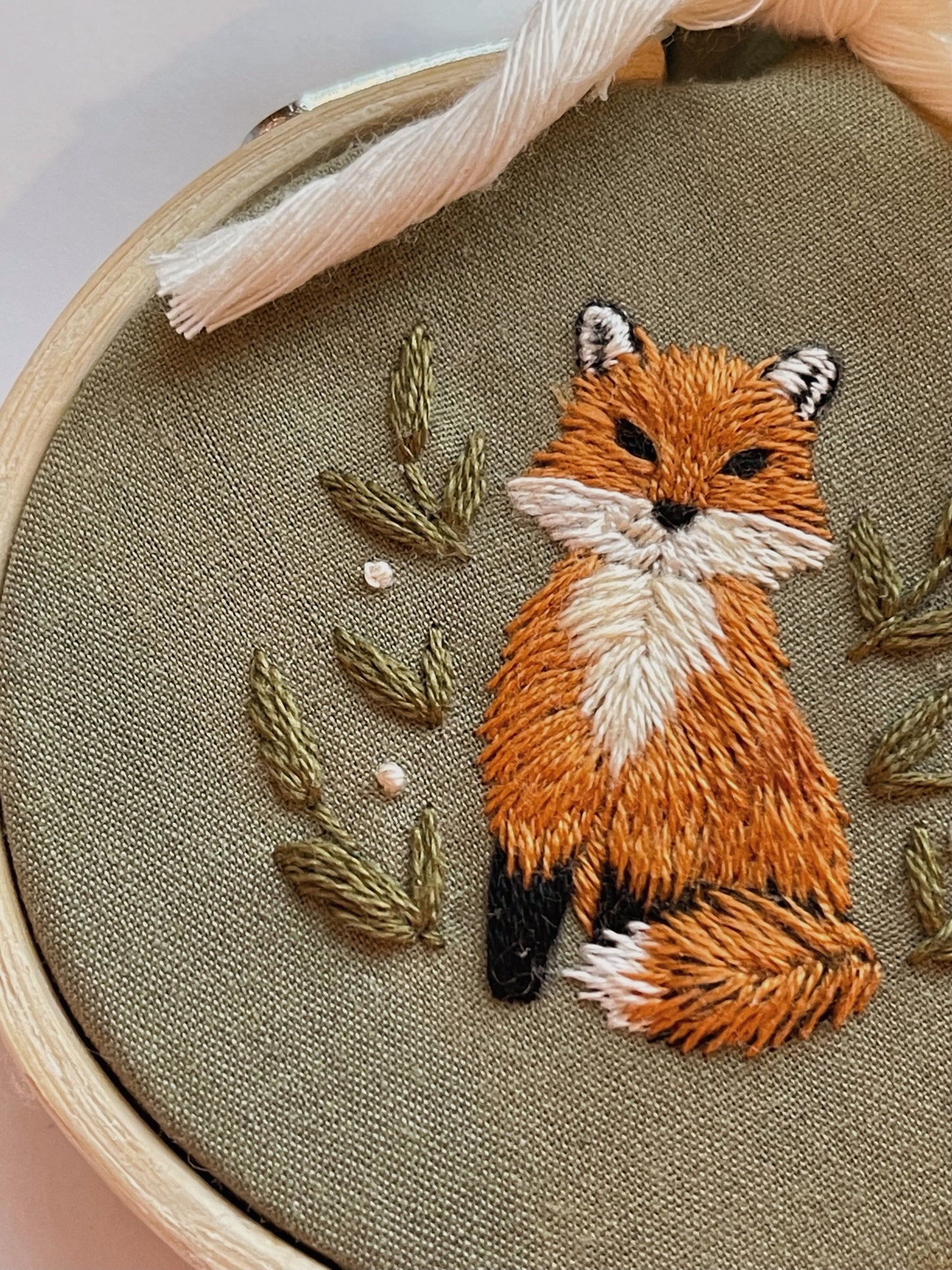 Red Fox Embroidery Ornament