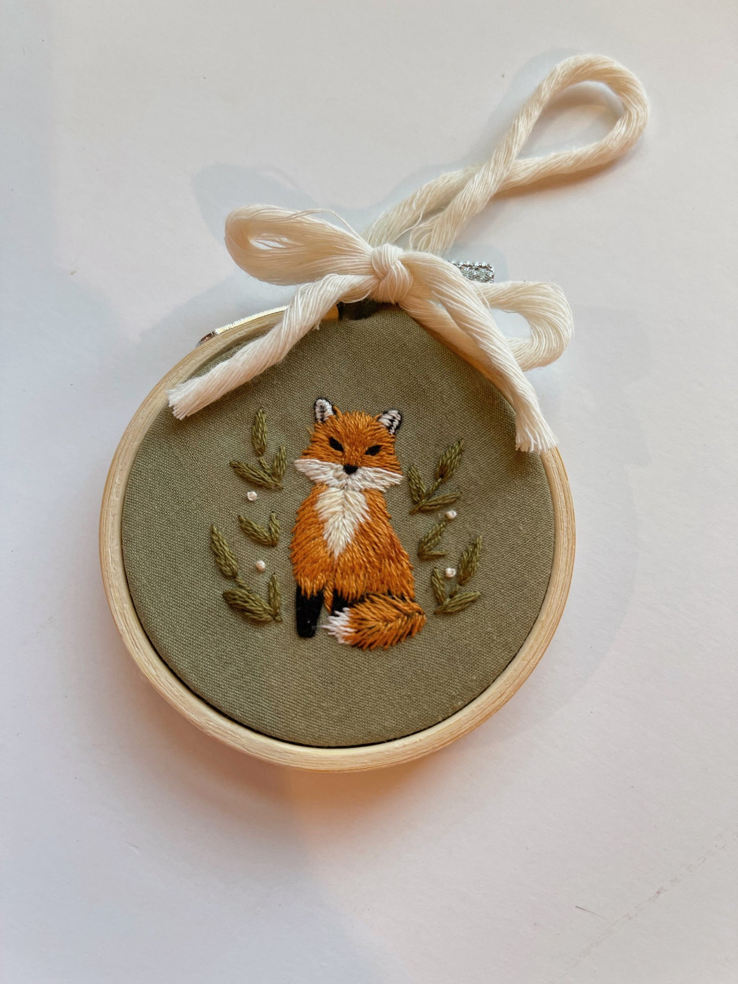 Red Fox Embroidery Ornament