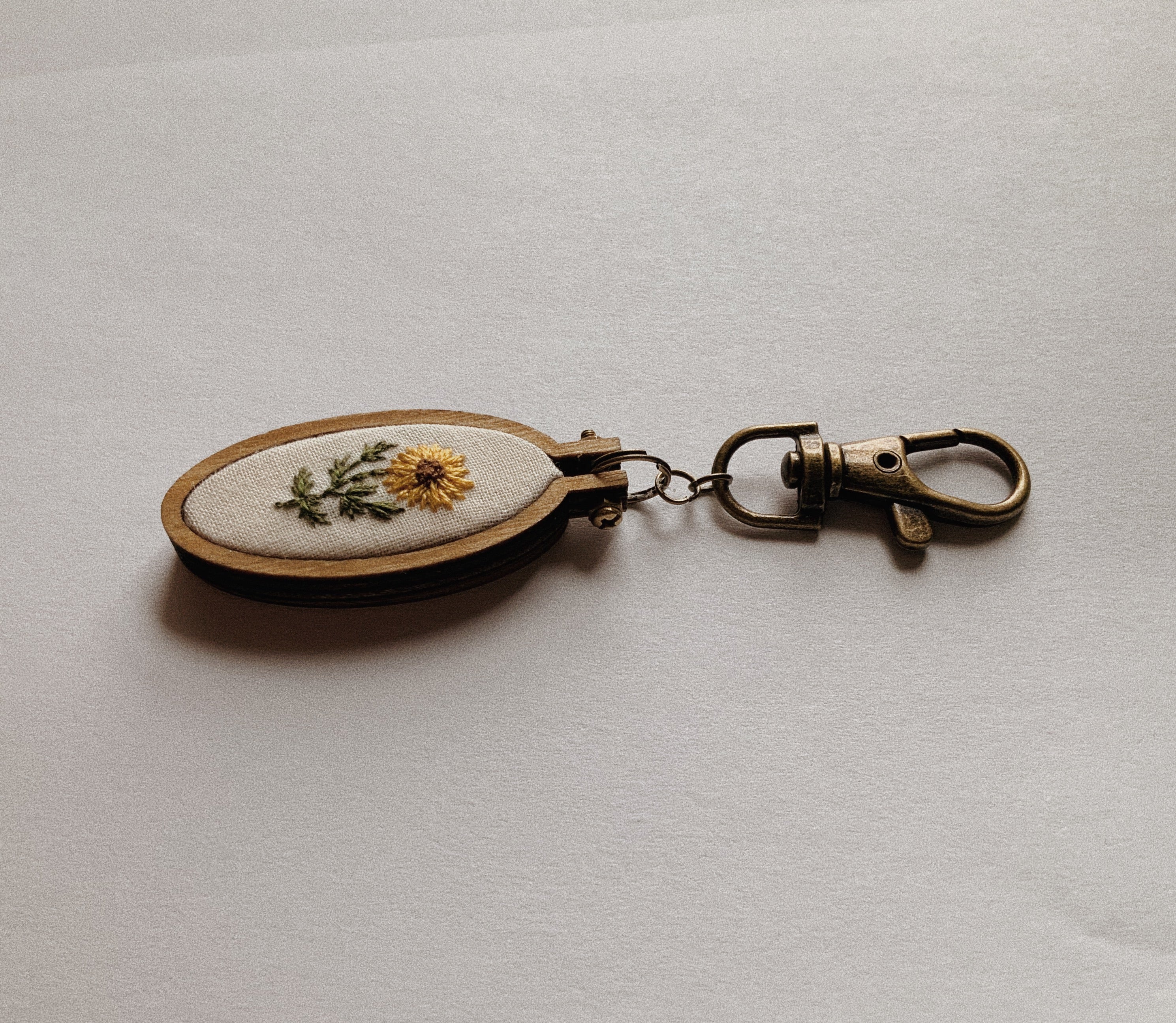 Small Oval Sunflower Keychain