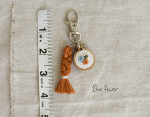 Floral Embroidered Keychain