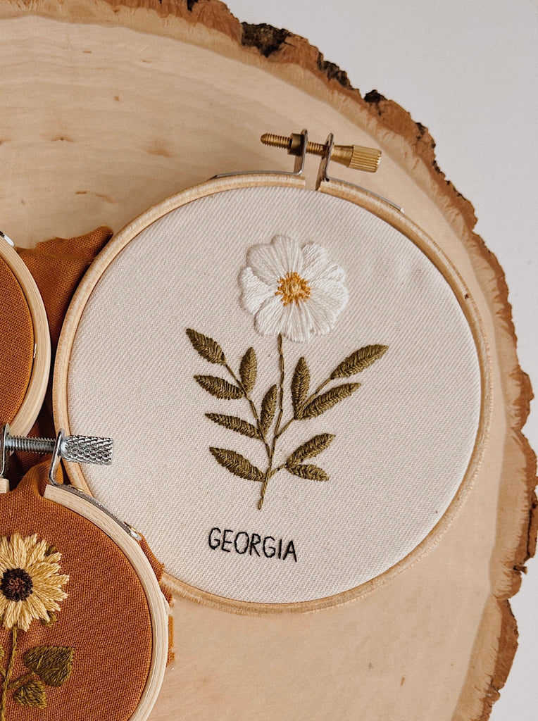 Customizable State Flower Embroidery Hoop