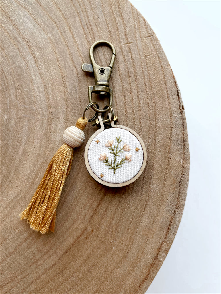 Wax Flower Embroidery Keychain