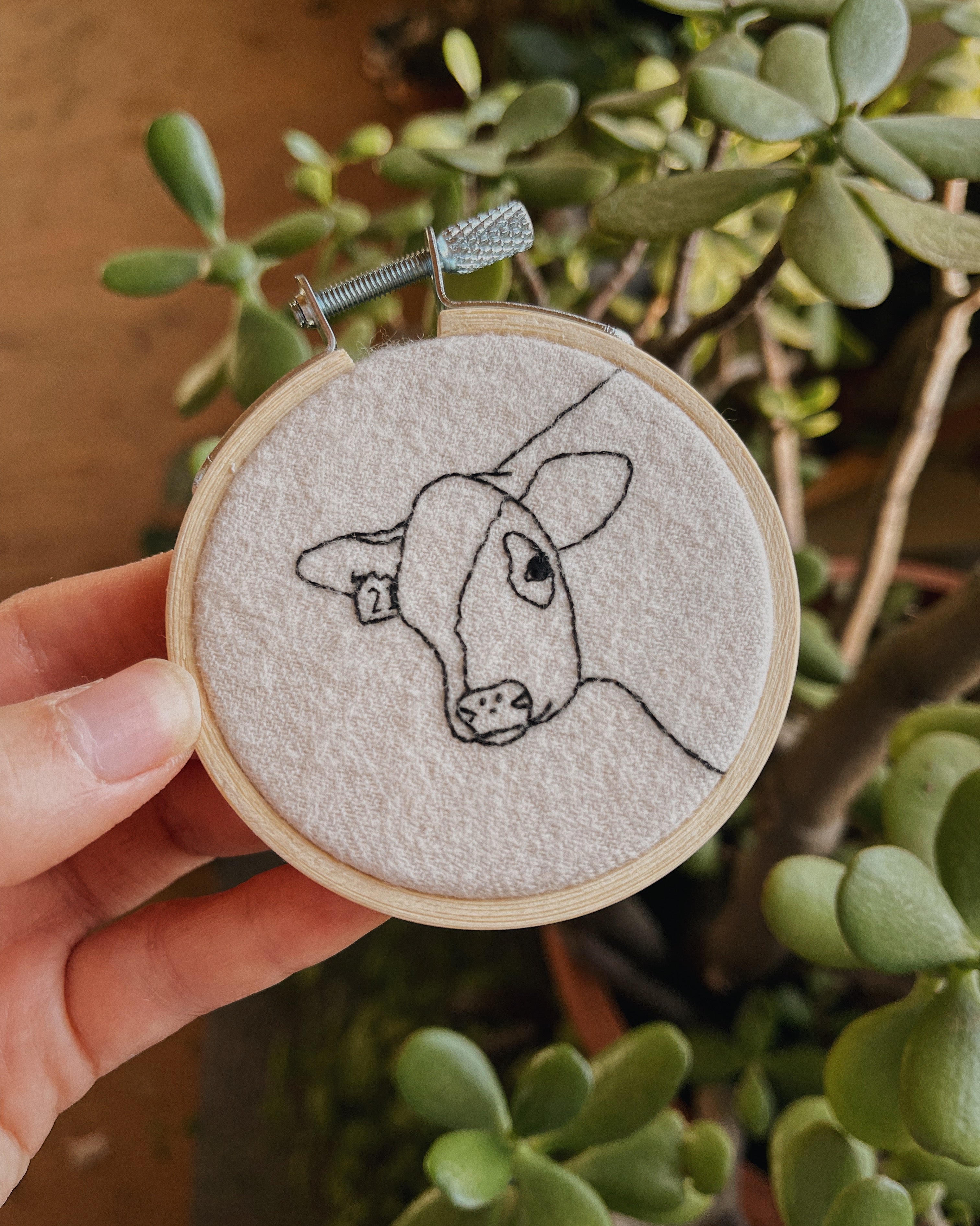 Mini Cow Embroidery Hoop