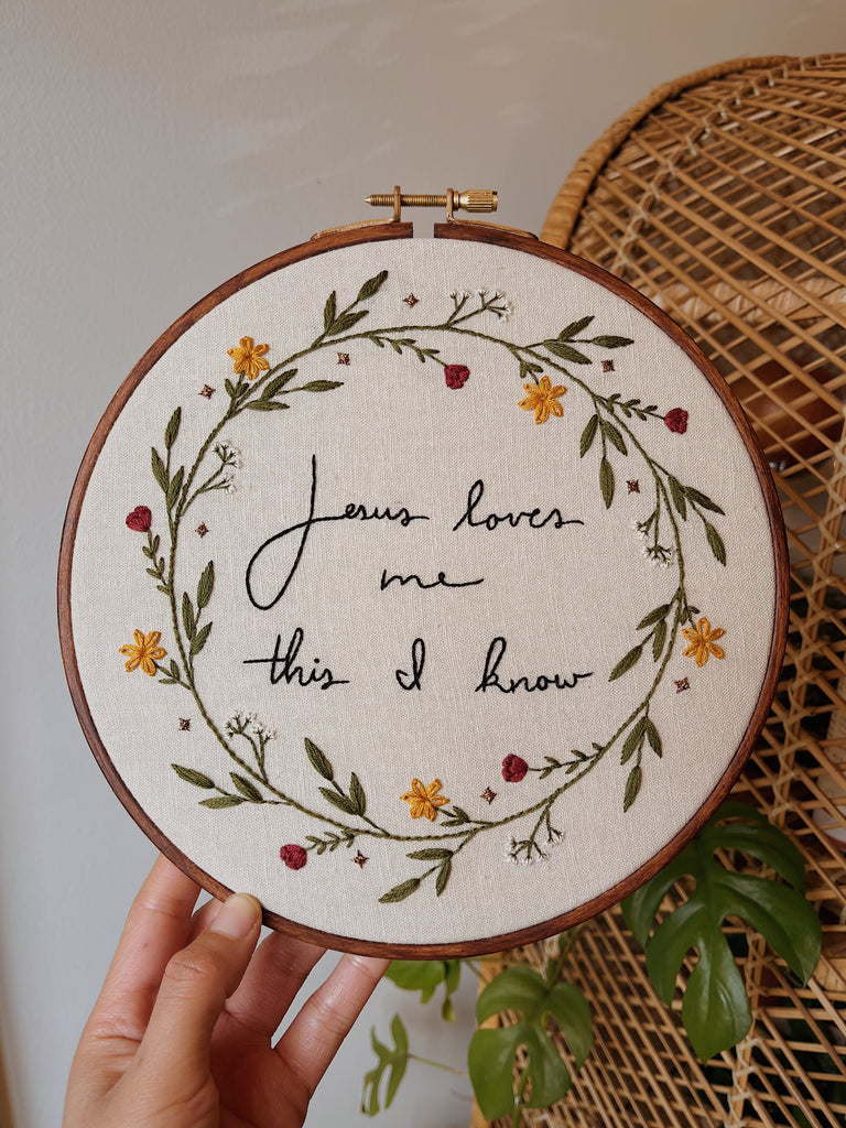 Jesus Loves Me embroidery hoop